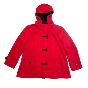 Apt 9 Coat Women 1X Hooded Tall Neck Winter Tomato Girl Red Casual Pockets Parka